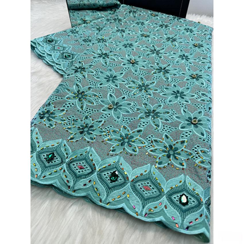Ensemble de tissu de coton brodé perforé en acier inoxydable