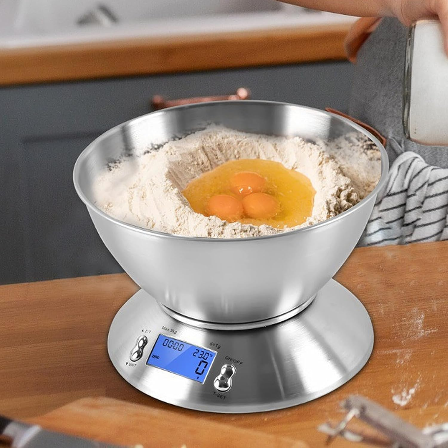 Échelle de cuisine électronique en acier inoxydable compact - Échelle alimentaire de grande capacité - Convient Fo