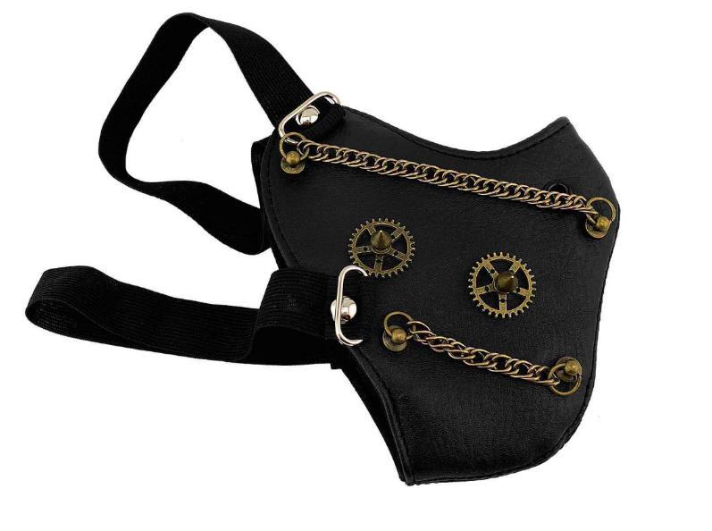 Crâne cuir d'équitation noir demi visage masque