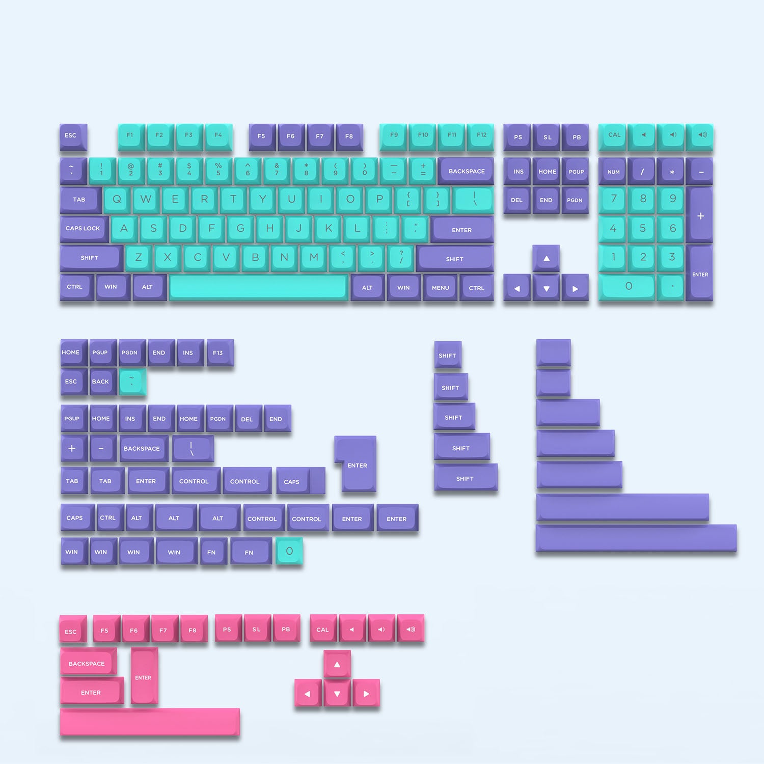 Clavier de jeu mécanique sans fil PBT de 184 clés
