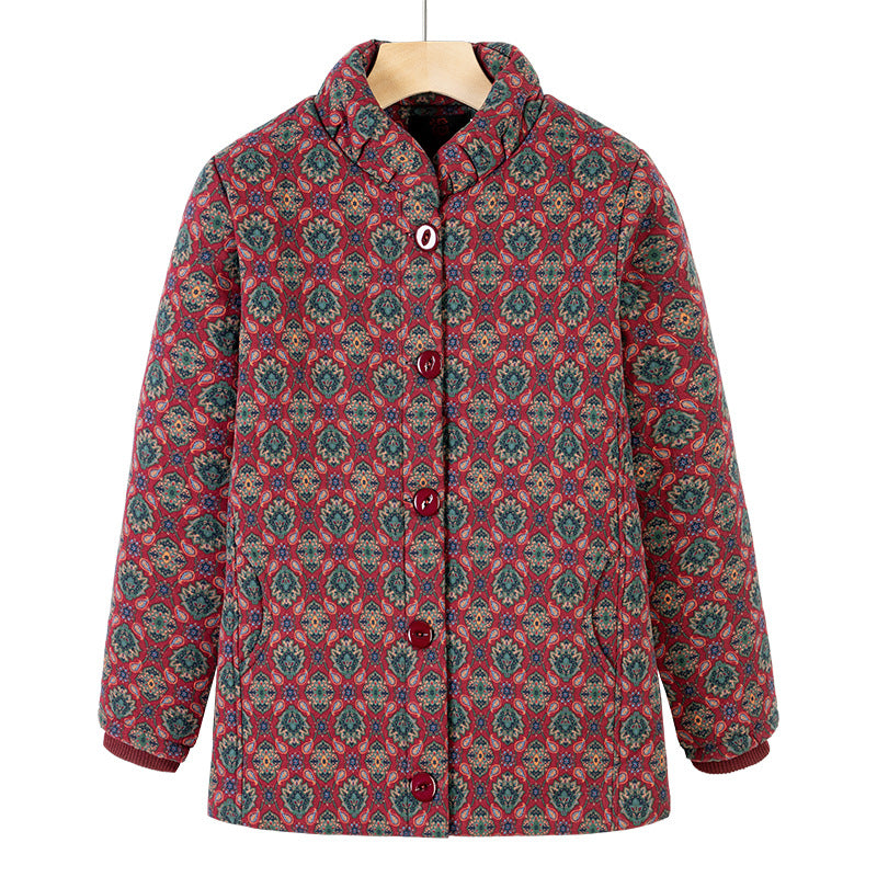 Manteau de coton épais avec collier pour personnes âgées et d'âge moyen