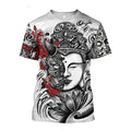 T-shirt homme 3D Samurai Imprimé T-shirt enroulé Col rond