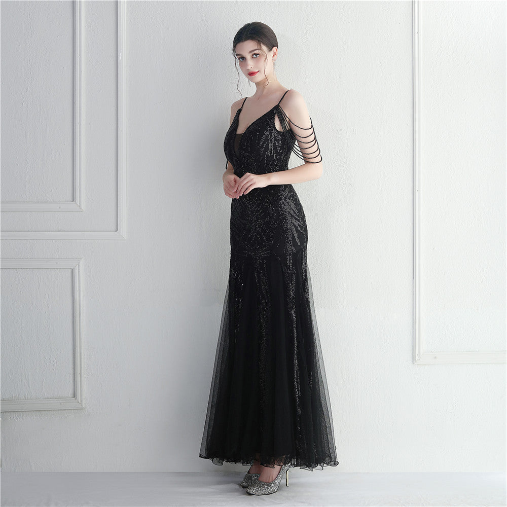 Mesh Perade mariage mariage mariage long camisole soirée Gown