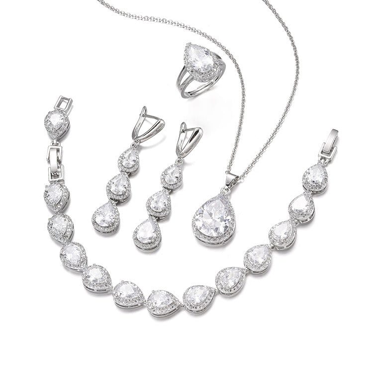Water Drop Long Necklace Earring Bracelet Ornament