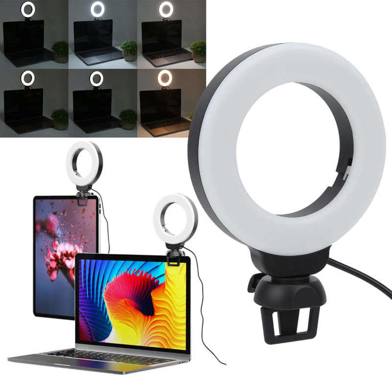 Vidéo Conférence 4 pouces Fill Light Computer Live Photography Light LED Selfie Light USB Po