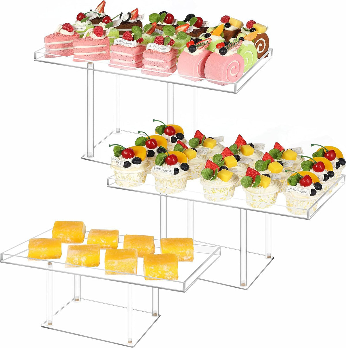 Bac de stockage transparent acrylique pour dessert tables