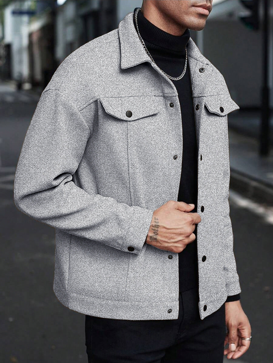 European And American Amazon Temu Autumn And Winter Style Homme Woolen Lapel Jacket Casual