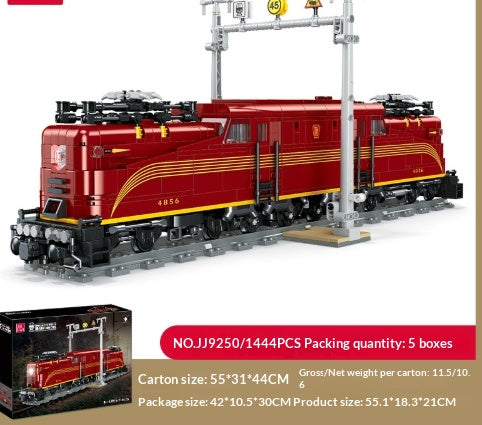 Rétro modèle de locomotive électrique rouge ornemental jouet d'assemblage bricolage éducatif pour garçons et fille