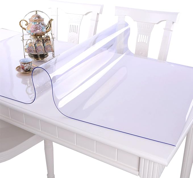 Protecteur de table transparent -1,5mm Épaisseur étanche Couverture de table en PVC résistant pour Dinin