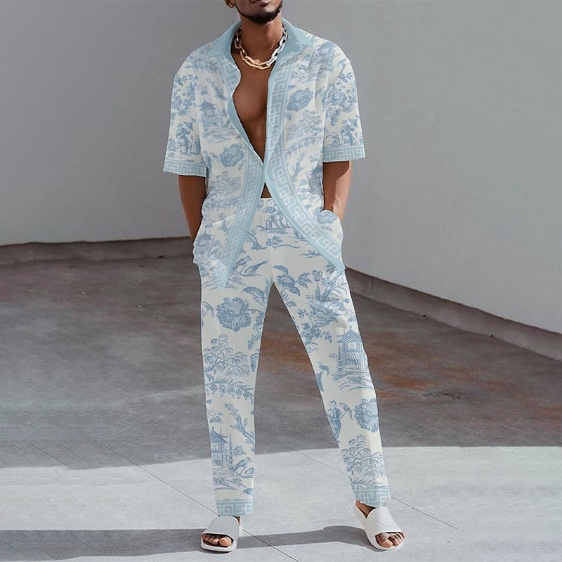 Costume casual multicolore tendance homme manches longues