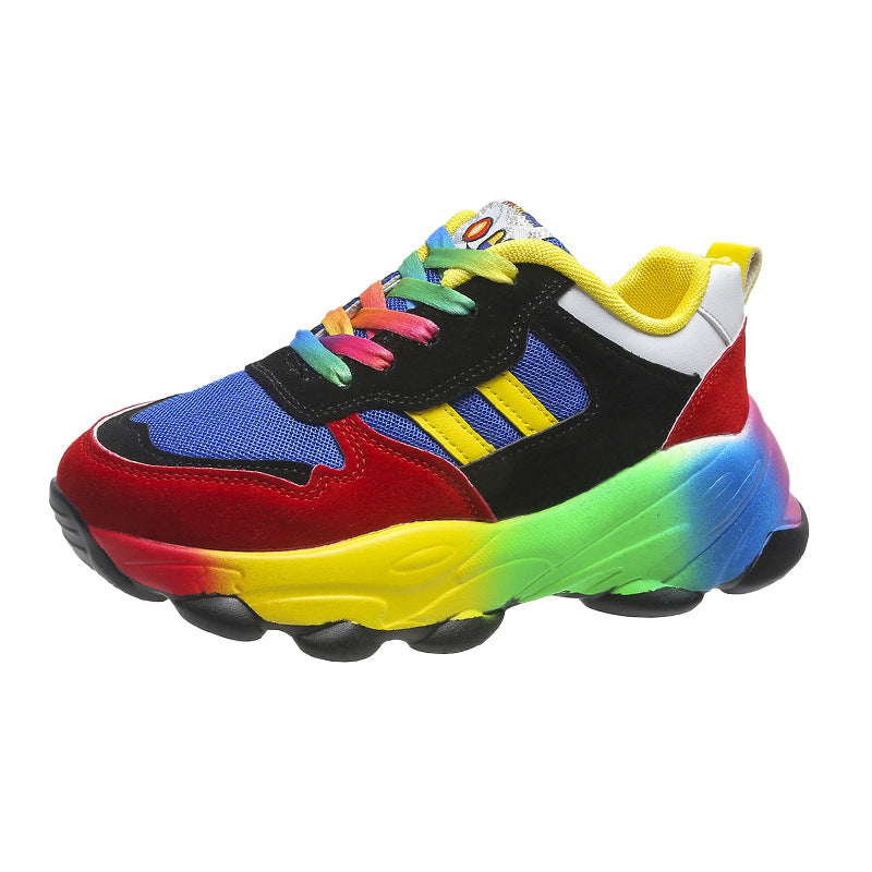 Fashion Femmes Épaisseur du bas coloré avant de dentelle-up Sneakers