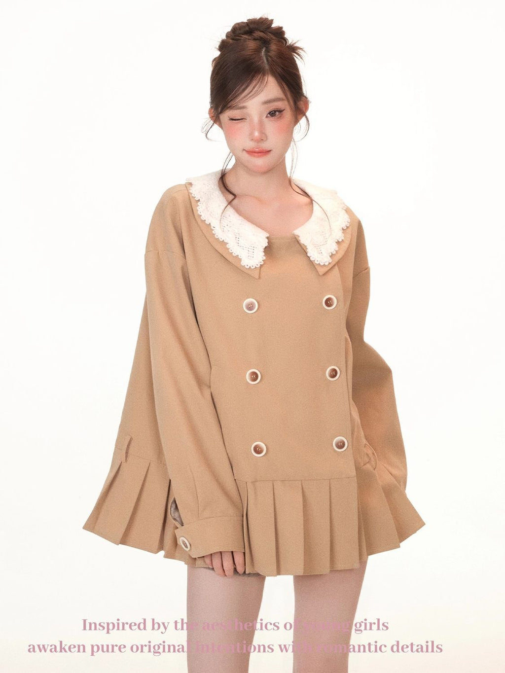 Coat Collegiate britannique de style kaki pour femmes