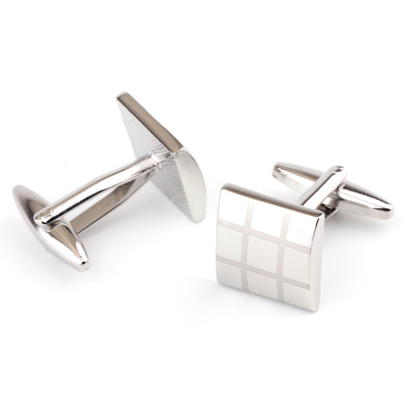 Chemise française en Plaid carré Men's Cufflinks Cufflink