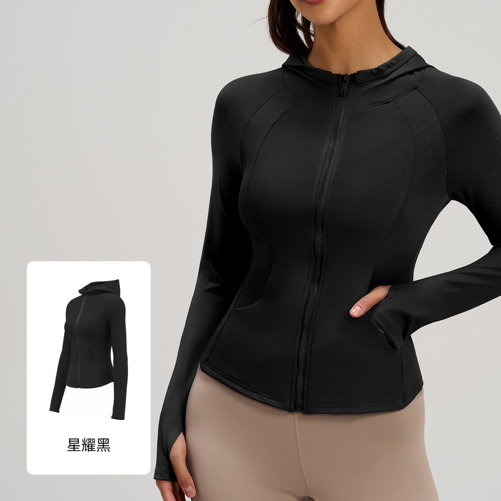 Juyitang printemps femmes à capuche Fitness femmes sport veste de yoga avec pocke