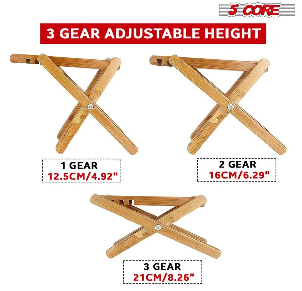 5 pied de guitare de base Tabouret 3 niveau réglable repose-pieds Non-dérapant pied classique en bois portable