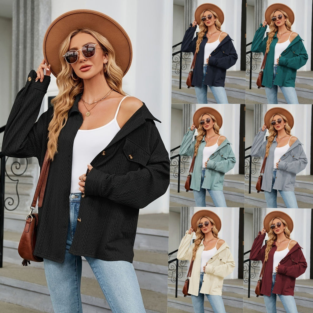 Veste tweed française pour femme Automne Hiver Casual Solid Color Button Pocket Coat