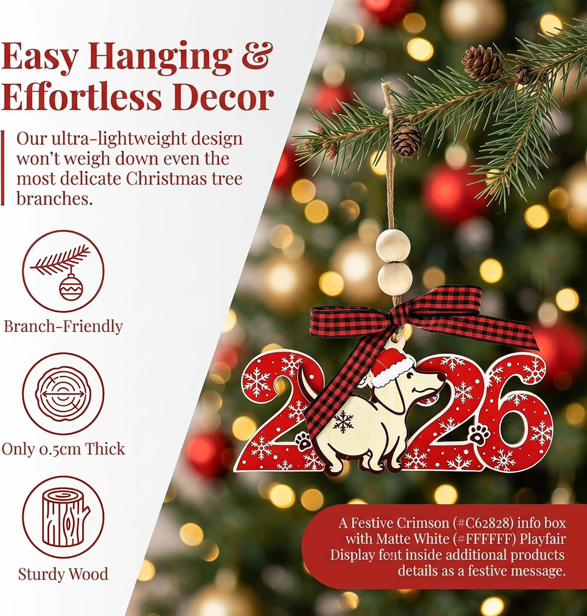 Dachshund Dog Ornement de Noël 1 PC