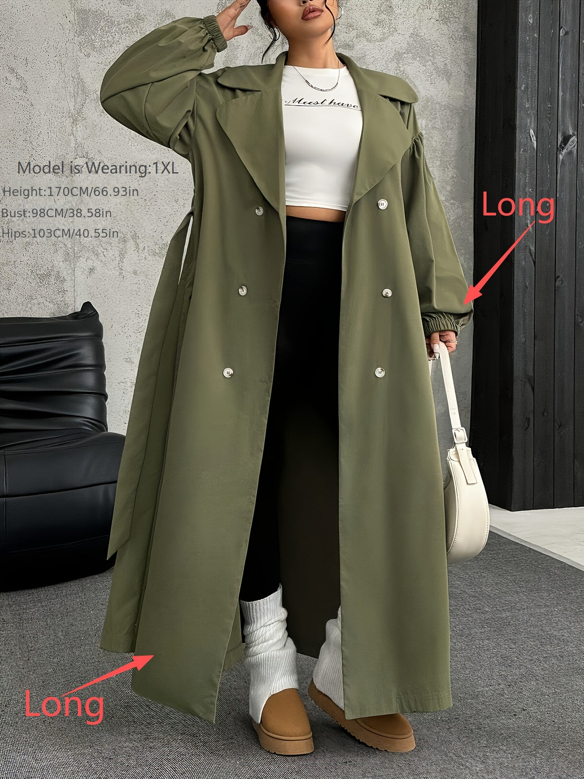 Manteau à manches longues à manches doubles avec ceinture