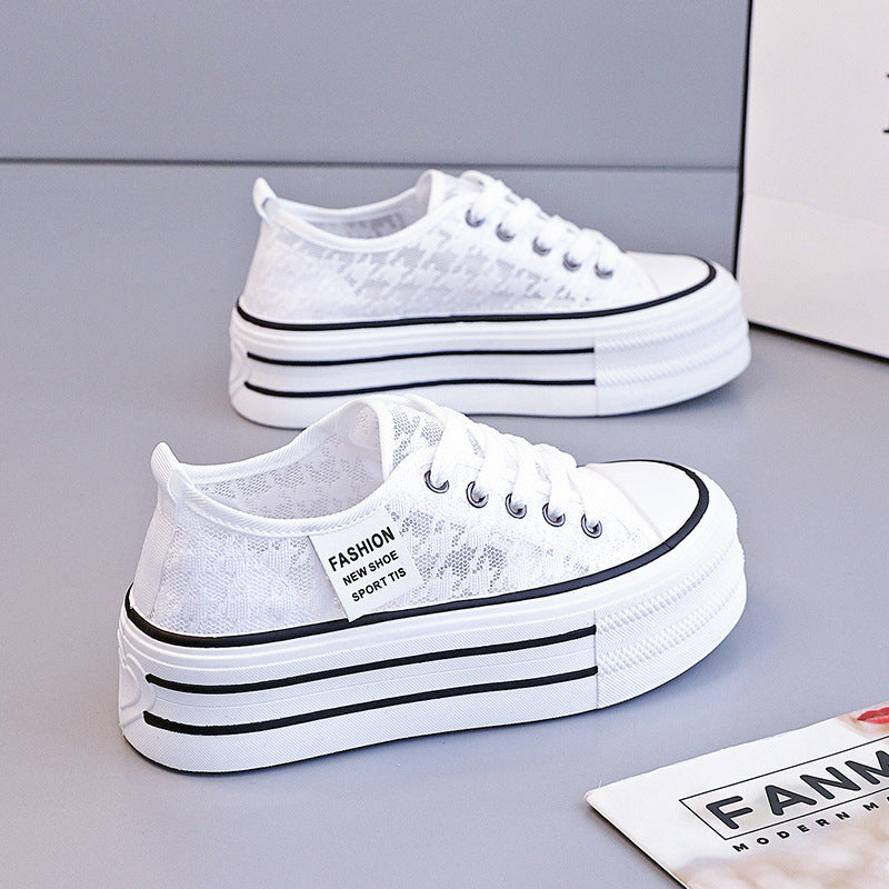 Femmes d'été Breathable Dentelle Mesh Chaussures avec 5cm de semelle épaisse pour augmenter la hauteur
