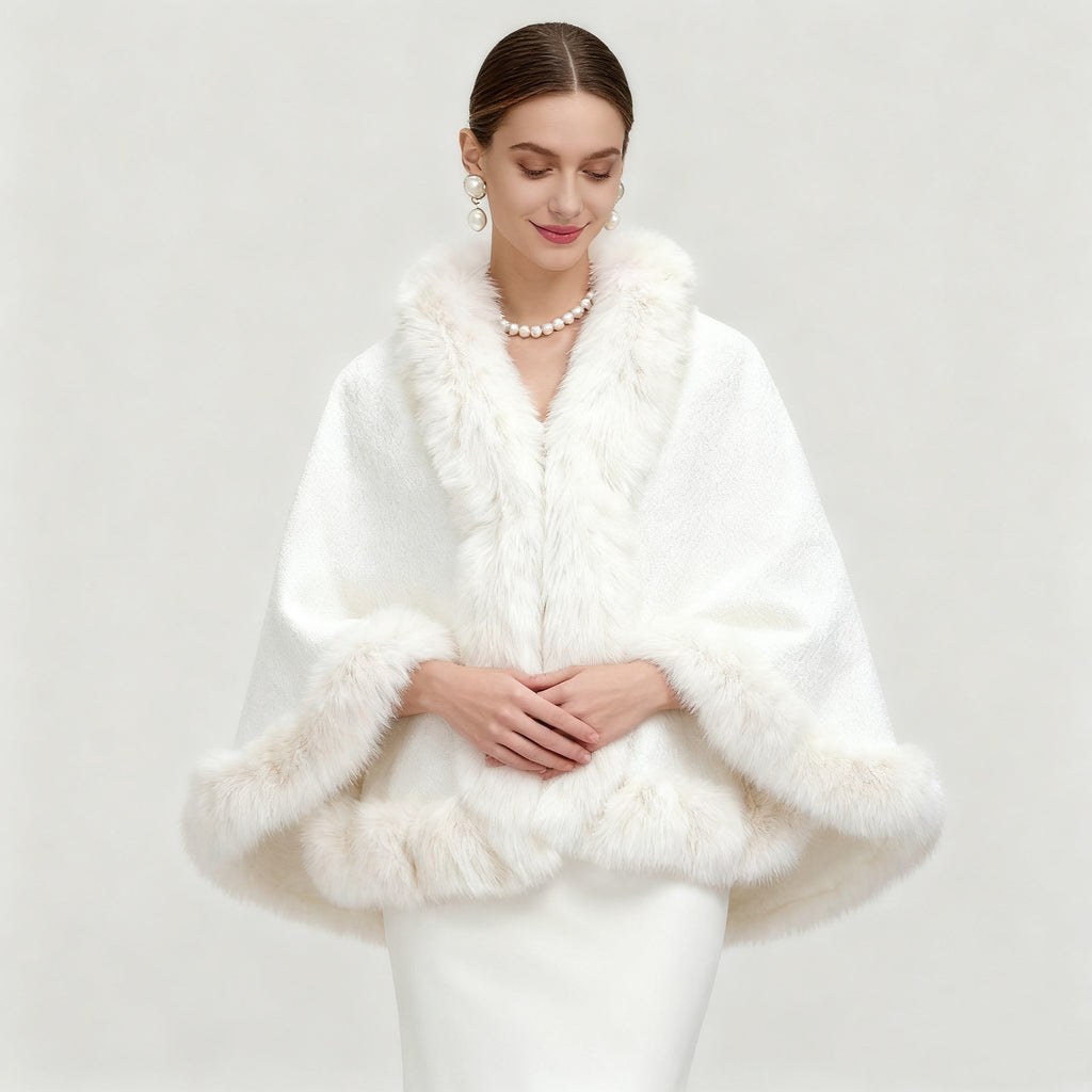Faux Mink-fur Collar Cape Châl