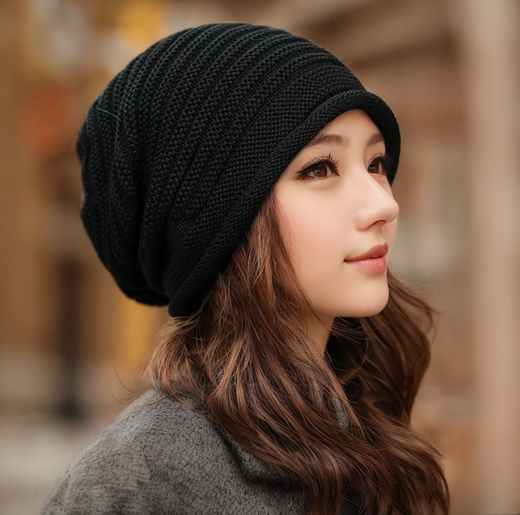 Bonnet polyvalente et chaude en laine tricotée pour femmes