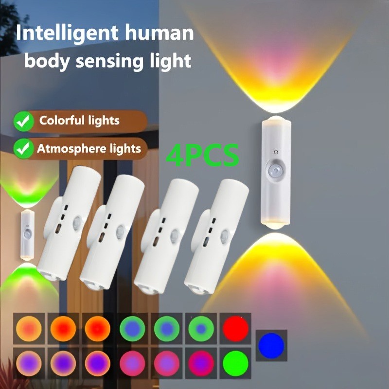 Magnétique RGB LED Night Light Smart Motion Capteur USB Lampe Ambient rechargeable