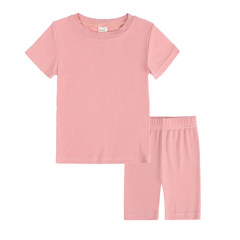 Solid Color Short Sleeve T-Shirt Two-Piece Set