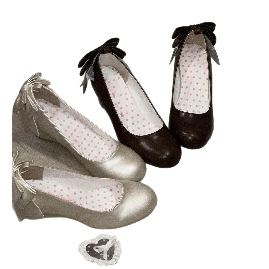 Dentelle en forme de coeur Wedge Femmes Bow Pumps