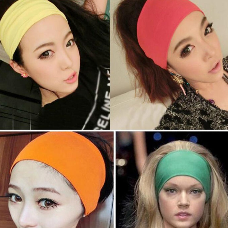 Candy Color Extra Wide Femmes bande de tête Coiffure Yoga Sports Bande élastique