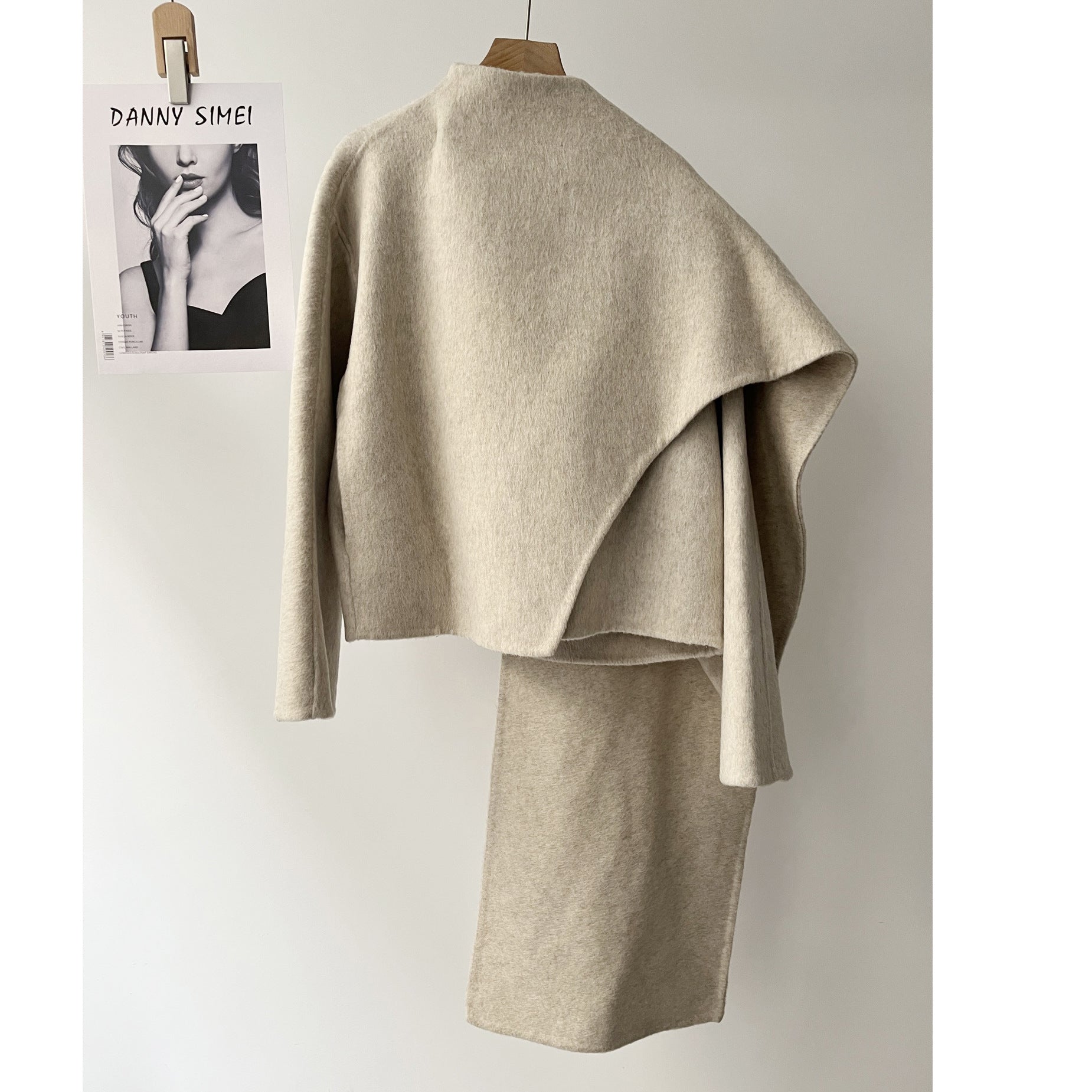Manteau à col écharpe en laine pour femmes