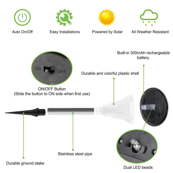 4Packs Solar Garden Lights Outdoor IP44 Waterproof Solar Pathway Lights Color Changing Lan