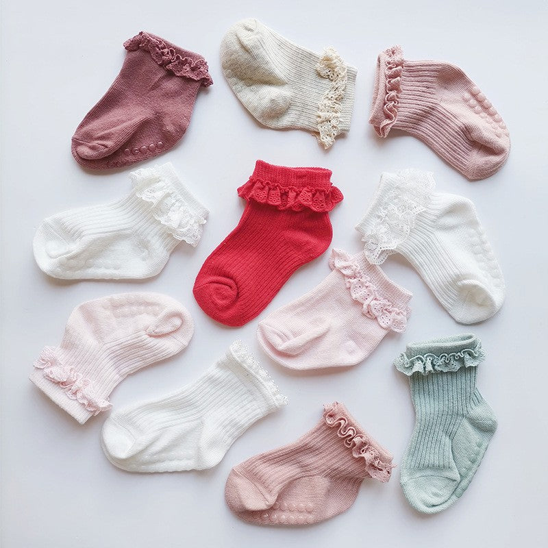 Chaussettes de coton antidérapantes de printemps et d'automne pour enfants
