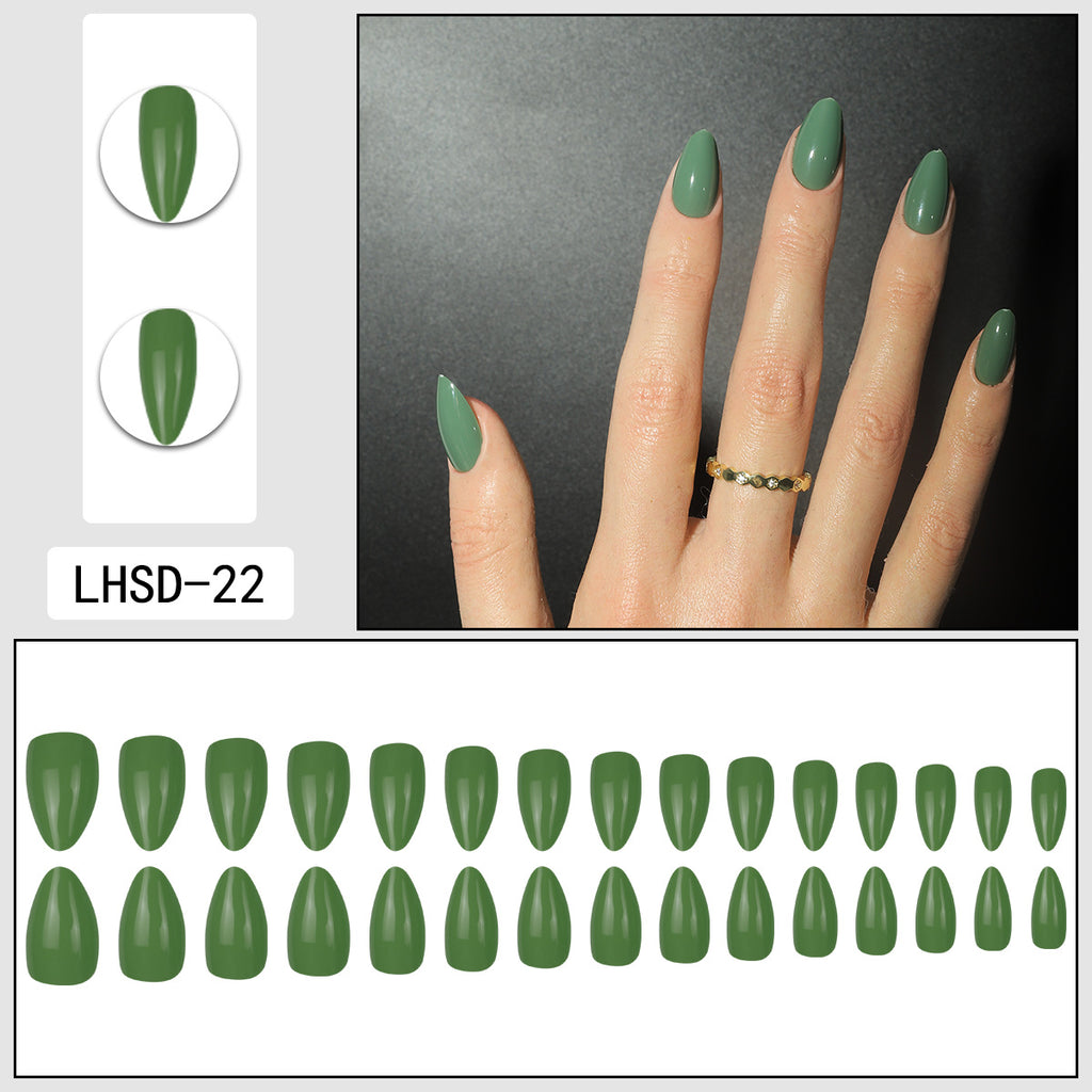 Femmes Glossy Portable Nails artificiels de couleur solide