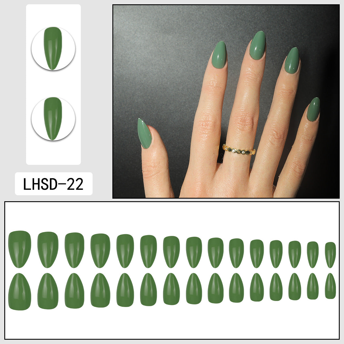 Femmes Glossy Portable Nails artificiels de couleur solide