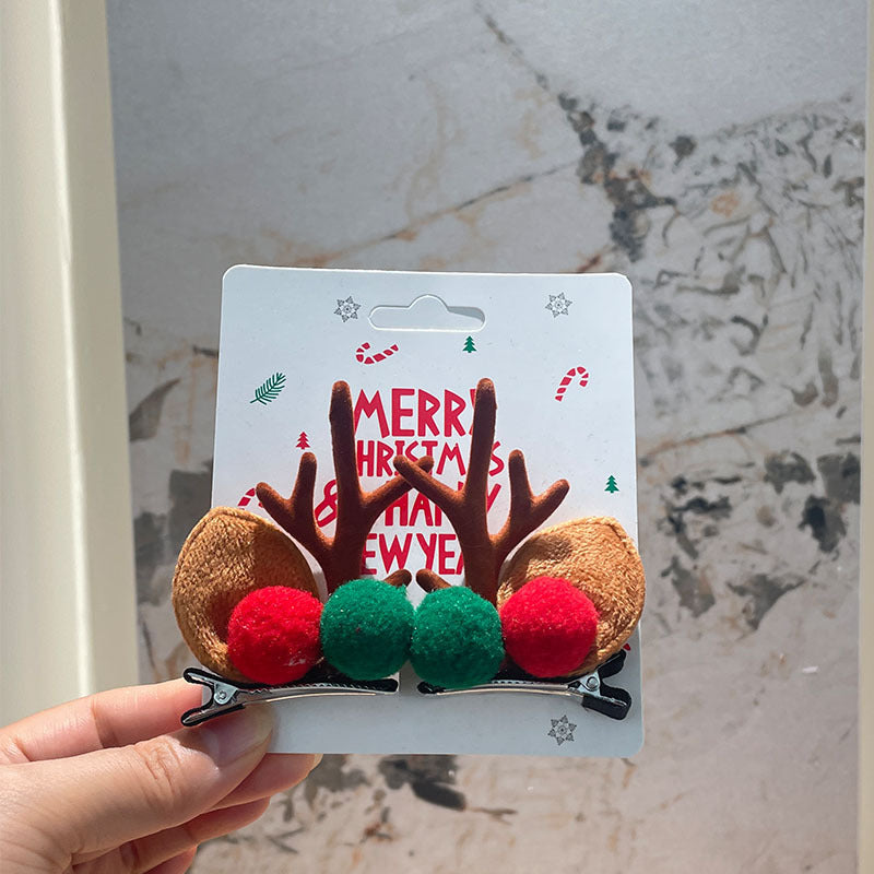 Unisex Christmas Reindeer Hair Clips for Festive Holiday Styling
