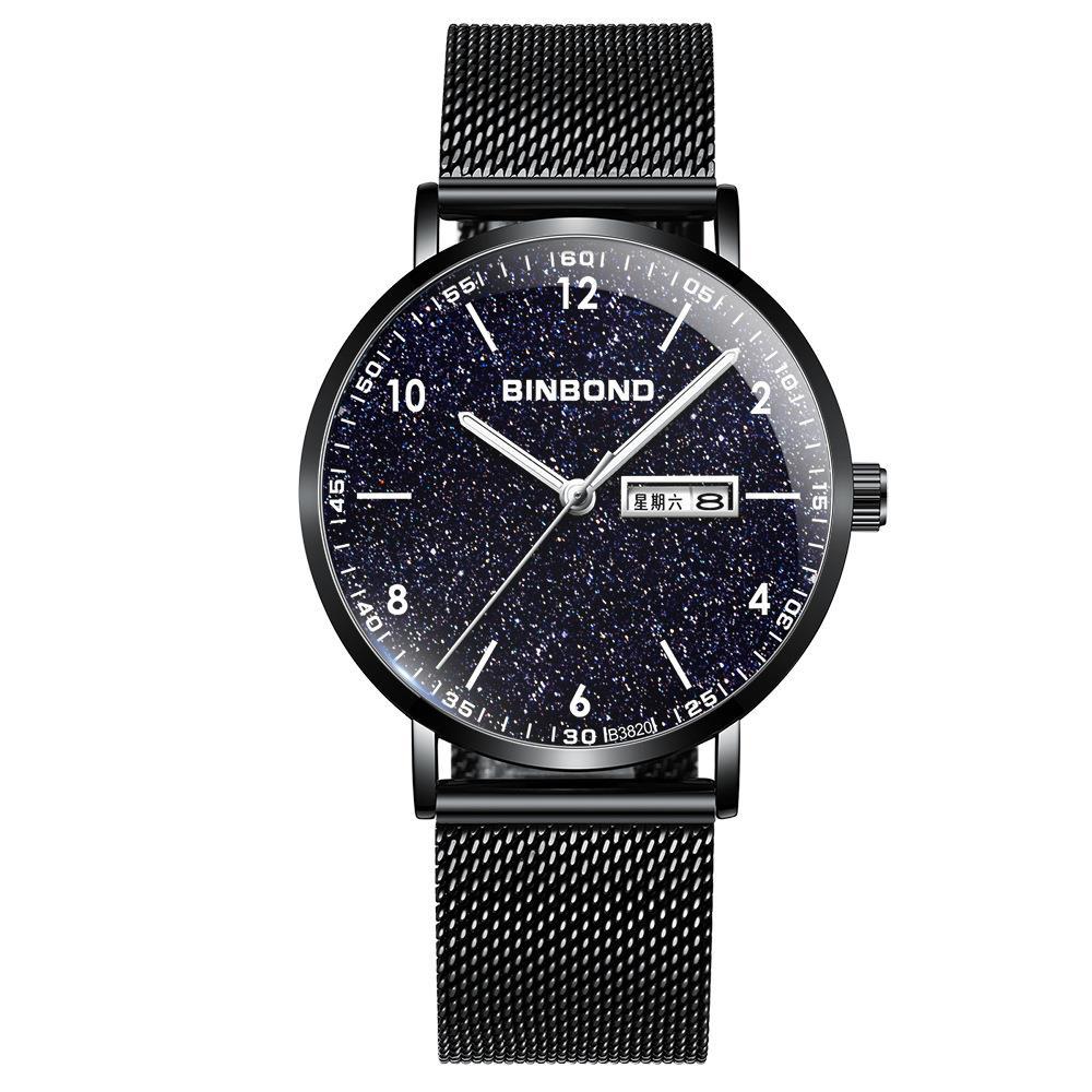 Ultra-mince Trendy Quartz Imperméable Starry Sky Montre électronique mécanique pour adolescents