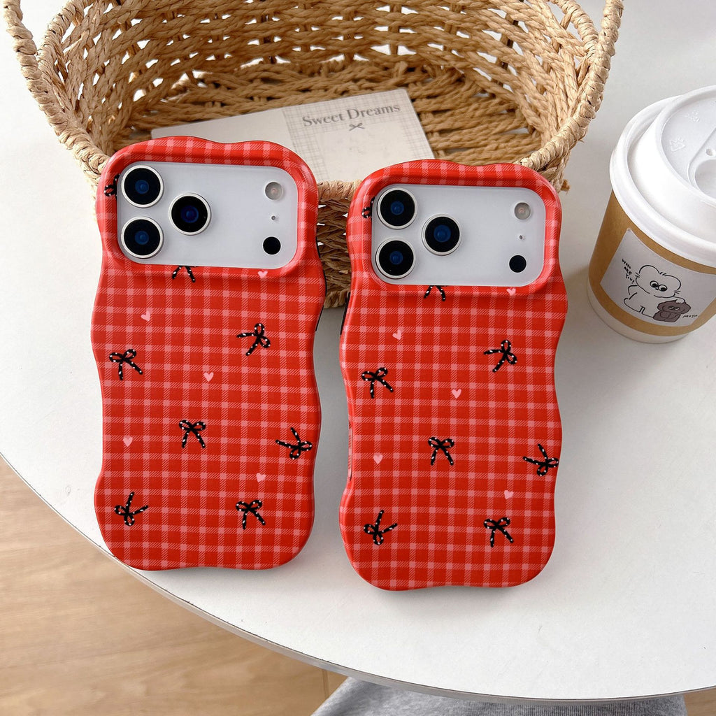 Plaid Rouge Bowknot Téléphone Case Film