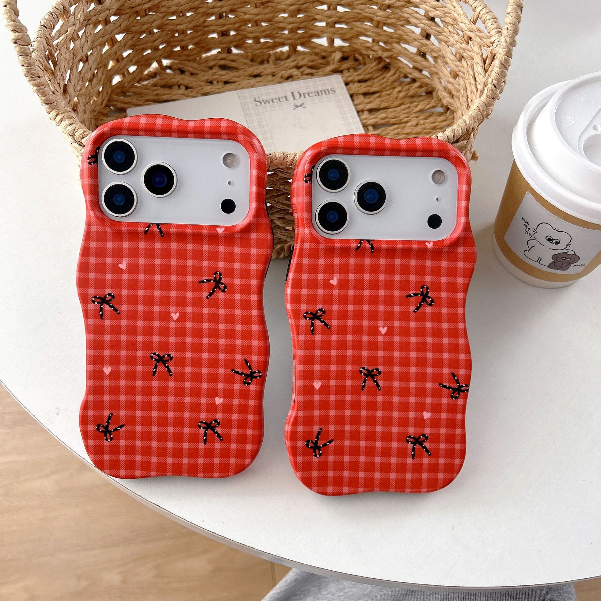 Plaid Rouge Bowknot Téléphone Case Film