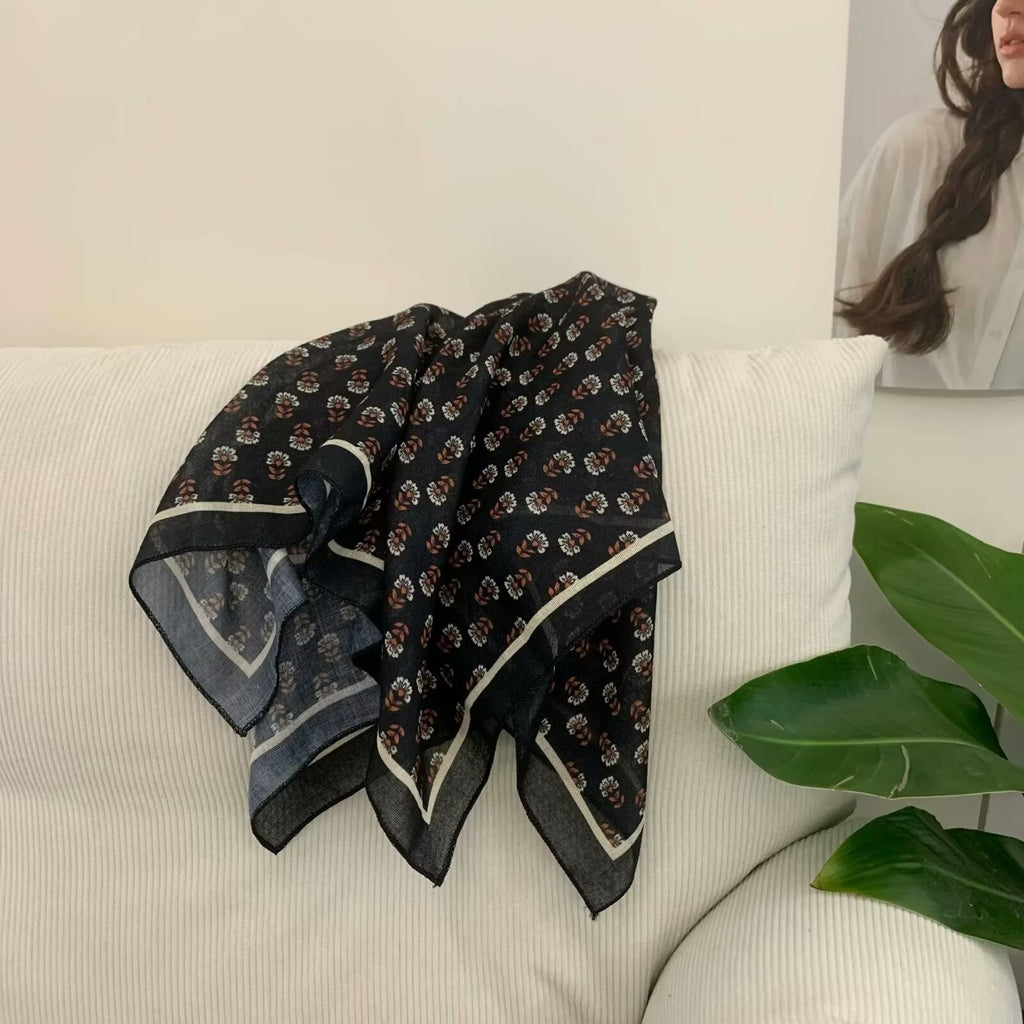 Écharpe carrée en coton et en coton de style coréen pour femmes