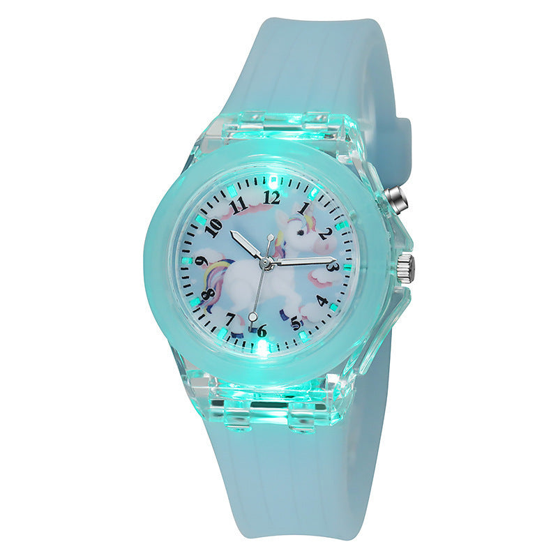 Licorne Lumineuse Silicone Quartz Montre pour les enfants et les enfants de l'école primaire