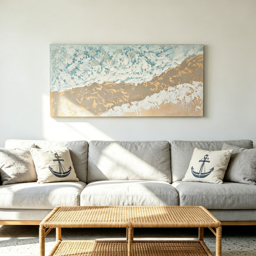 24x48 Neutre Plage Paysage Toile Wall Art