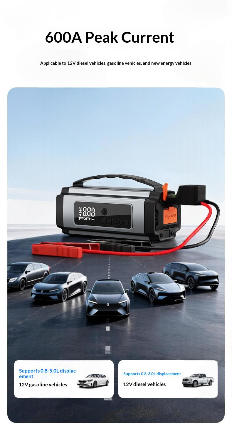 3-en-1 Portable sans fil démarreur de voiture et gonflable de pneus véhicule d'urgence multifonctionnel aussi