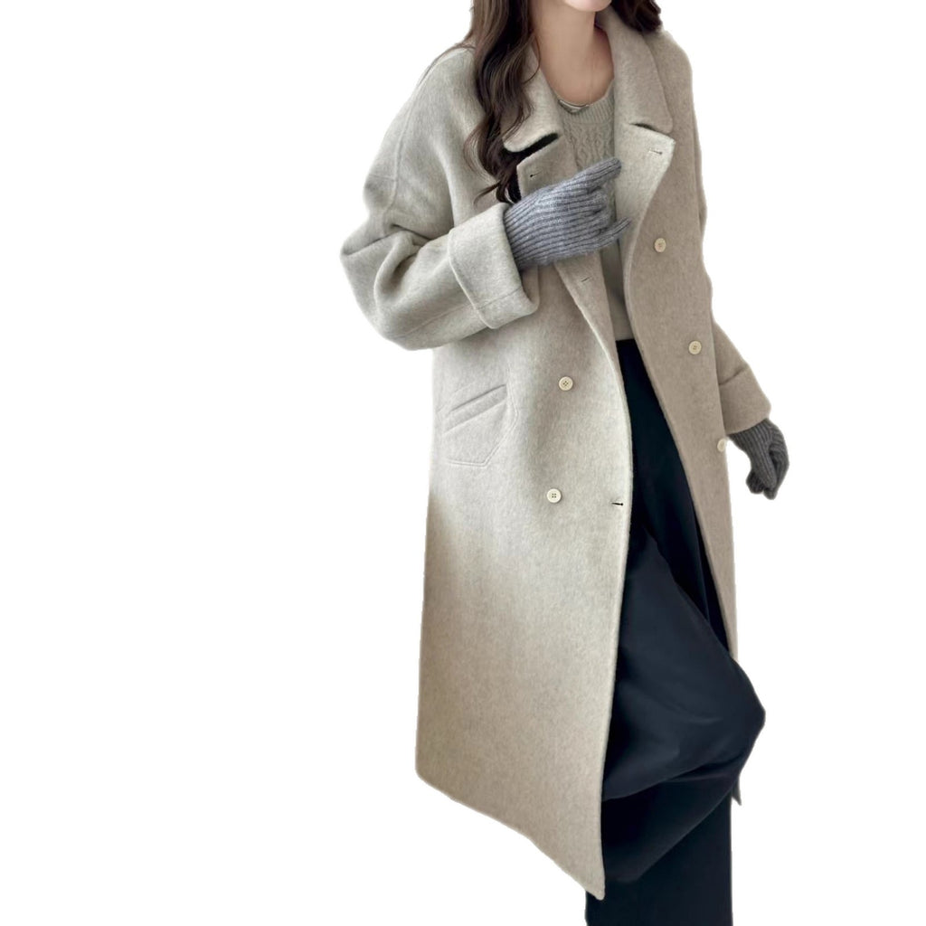 Manteau de laine à double face à double face Peter Pan Collar