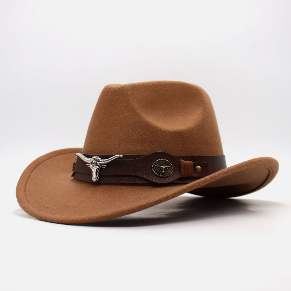National Style Taureau Tête Décoration Western Cowboy Hat Retro ceinture mode Boucle large