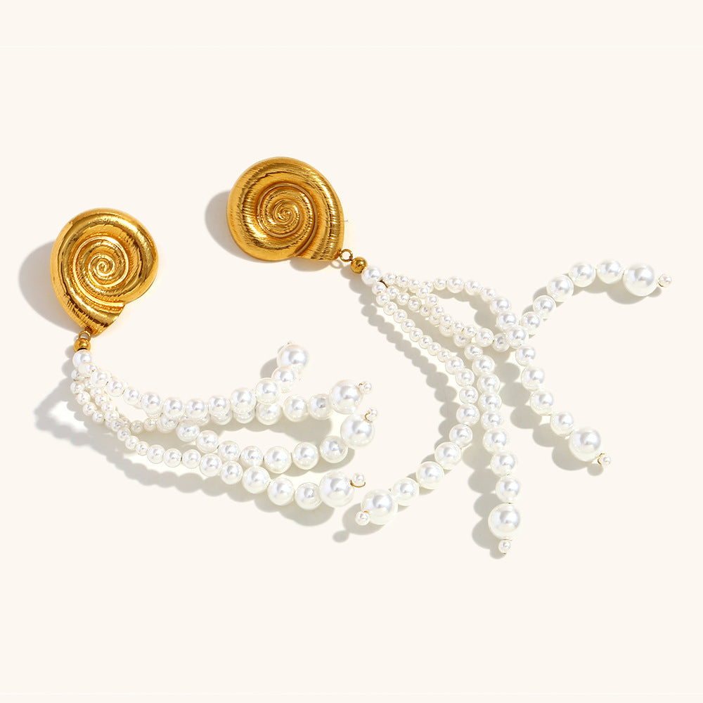 Boucles d'oreilles européennes et américaines Tassel Conch Stud