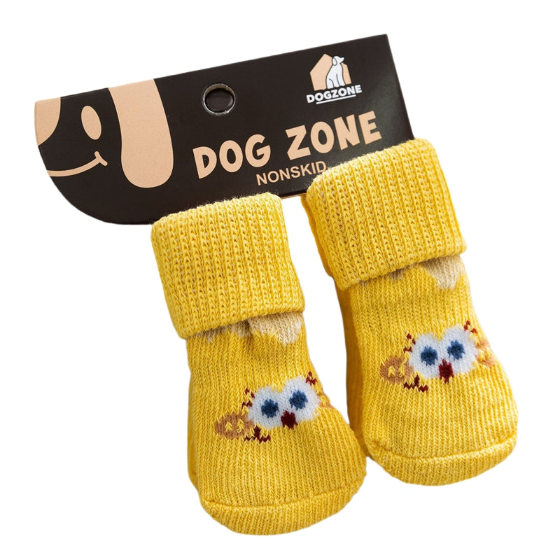 Chaussettes pour animaux, tubes longs, chaussettes antidérapantes et antidérapantes pour chiens, quatre paires, chaussures de chien
