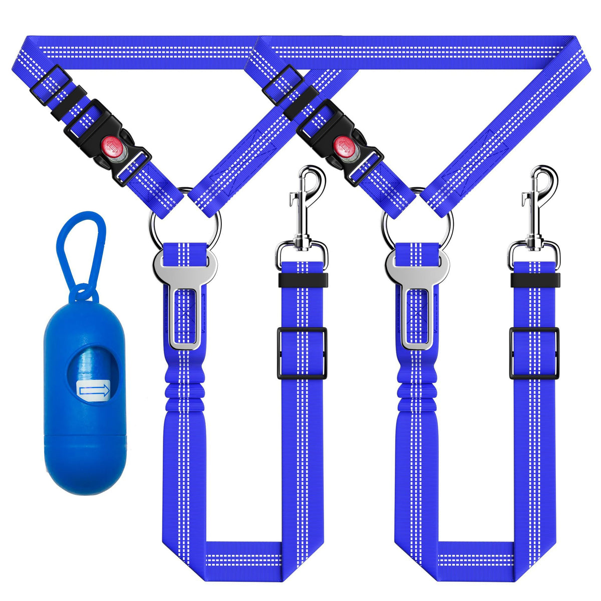 3Pcs Retractable Dog Siège de voiture ceinture réglable réflectif chien Harnais de sécurité pour voiture tête