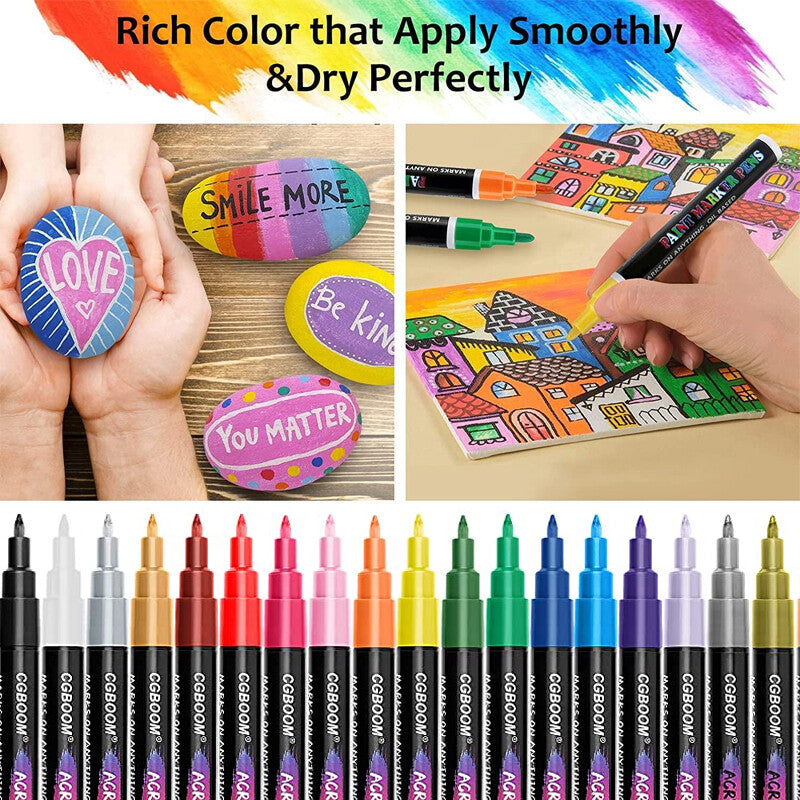 22 Couleurs Premium stylos de marquage acrylique 0.7 MM Extra Fine Tip Rock Painting