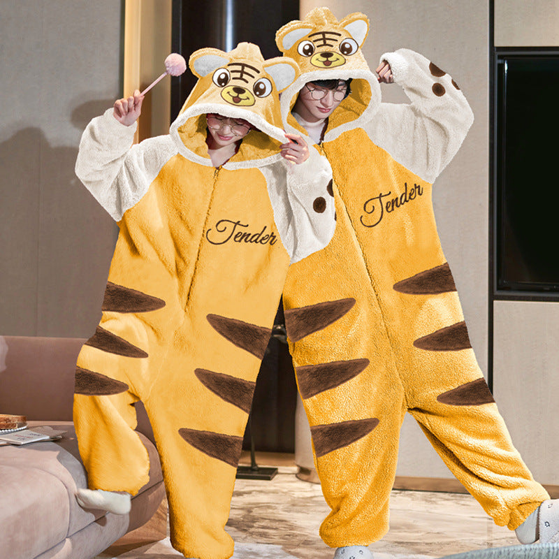 Femmes Hommes Pajama Hiver Chaud Vêtements de nuit Couple Pajama