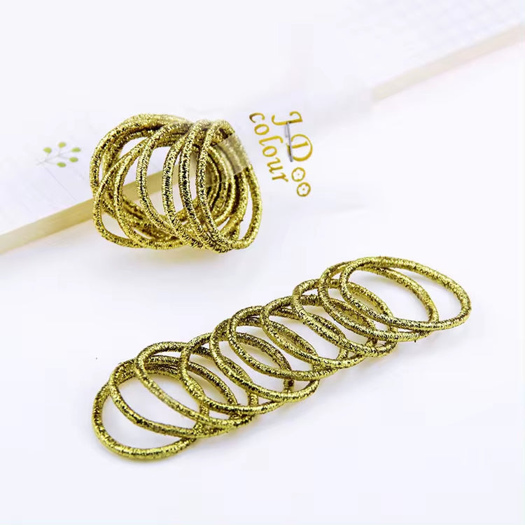 10-pack Élastique Élastique Shiny enfants bande en caoutchouc Bande de cheveux de feuille d'or Accessoires